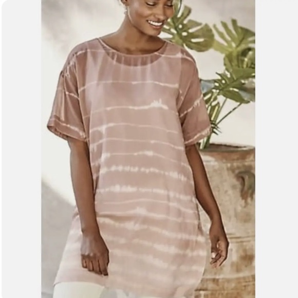 J. Jill Tops - J. Jill Silk Blend Tie Dye Print Side Slit Lightweight Oversized Tunic